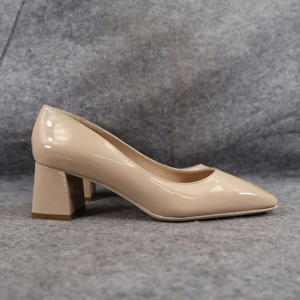 Ron White Shoes Womens 37 Pumps Square Toe Block Heel Patent Leather Lizbeth Tan